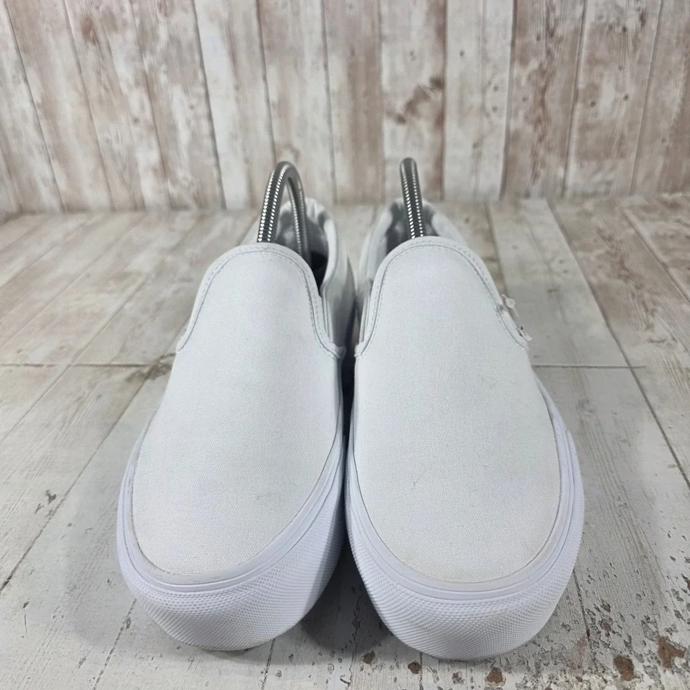 Vans Classic Slip-On Platform Sneakers True White Canvas Shoes Womens 8.5